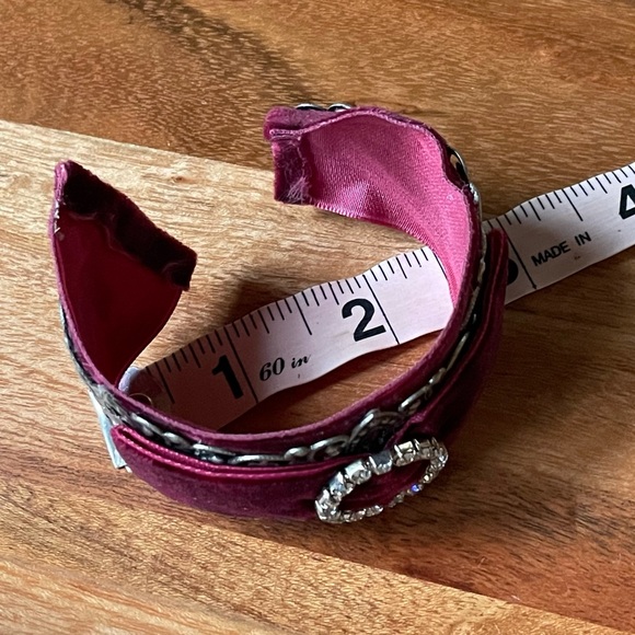 Victorian Steampunk Maroon Velvet & Metal Cuff - Picture 13 of 15